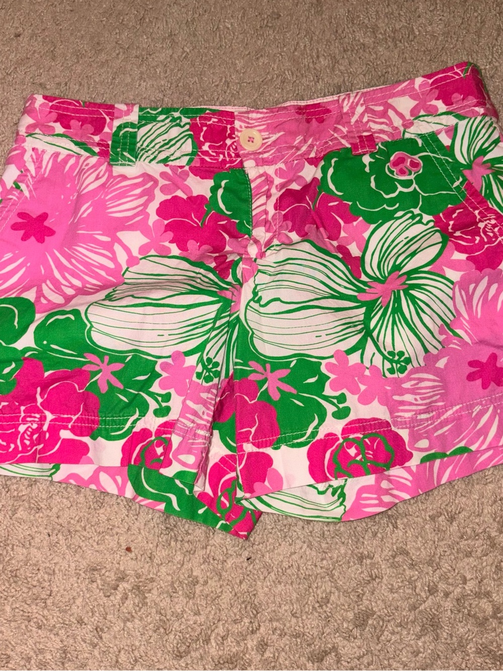 Lilly Pulitzer green and pink floral shorts